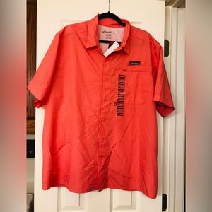 Eddie Bower size XL solid orange tech woven short sleeve lightweight ven…